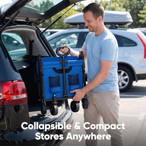 Golabs WA1 Collapsible Folding Wagon Cart, Max 220lb Load, Expands to 100L - Image 4