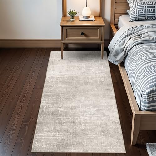 Washable 2x6 Thin Runner Rug: Abstract Soft Entryway Doormat Water-Resistan Hallway Bathroom Kitchen Carpet with Non-Slip Backing Modern Living Room Bedroom Decorative Carpet（2x6,Beige/Cream） - Image 2