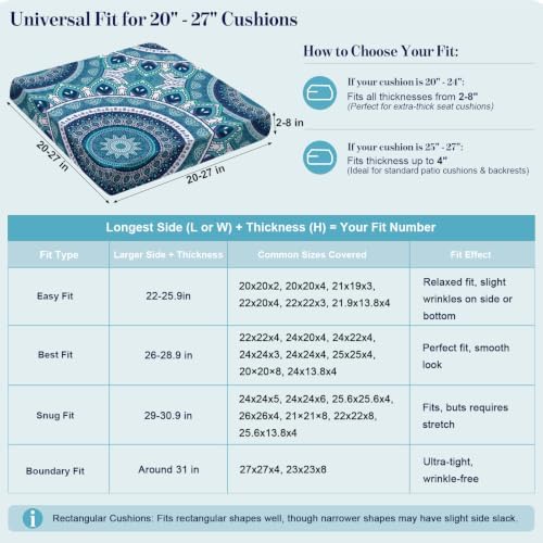 8Pcs Patio Cushion Covers Stretch Outdoor Furniture Protector Slipcovers - Image 3