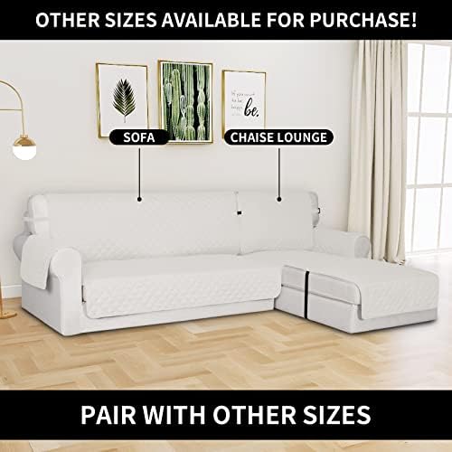 Easy-Going Reversible Chaise Lounge Couch Cover Water Resistant Sofa Cover Sectional L Shaped Sofa Slipcover with Adjustable Straps Furniture Protector for Dogs (115X34 in, Ivory/Ivory) - Image 2