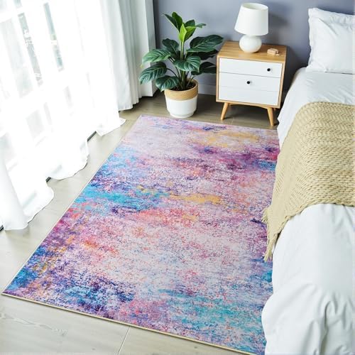 Modern Abstract 3x5 Rug, Non Slip Entryway Rug, Soft Machine Washable Rugs - Image 3