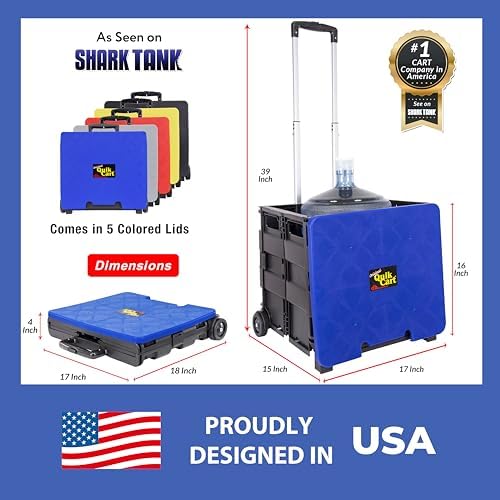 dbest Products Quik Cart Standard Collapsible Rolling Crate - Blue Lid - Image 4
