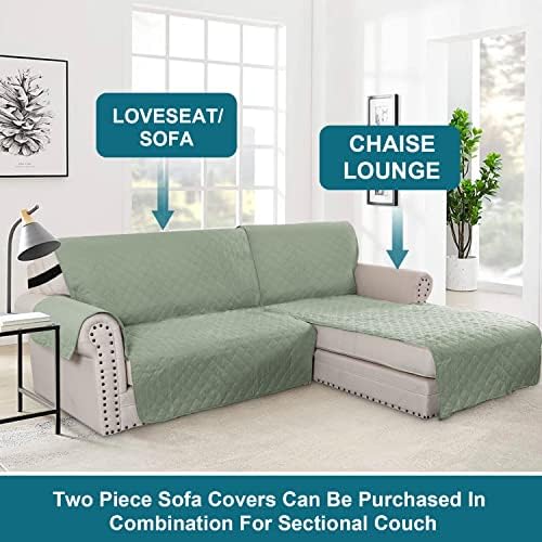 Turquoize 100% Waterproof Chaise Sofa Cover, Sage, 70 inch - Image 5