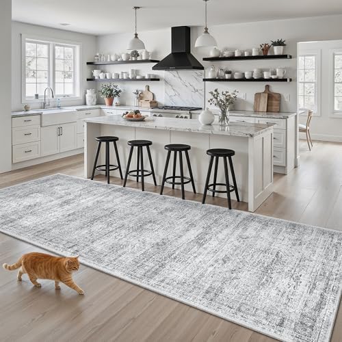 Soalmost Washable Kitchen Runner Rug 3x8 Hallway Entry Rugs Non-Slip, Grey by Soalmost