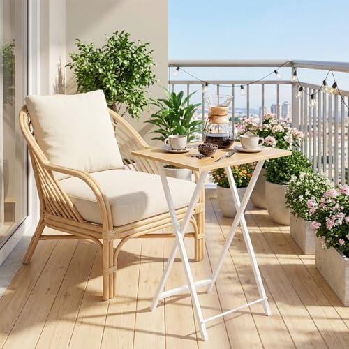HOOBRO Folding TV Tray Tables, Set of 4 TV Trays with Storage Rack, Industrial Side Table for Eating at Couch, Foldable Snack Table for Small Space, Easy Assembly, Natural and White, WN50BZ01 - Image 5