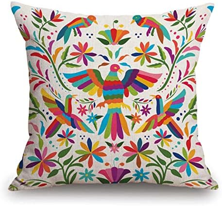 TSSOHU Throw Pillow Cover Colorful Mexican Style Pillow Case Decorative 18 x 18 Inches Outdoor Cushion Couch Sofa Pillowcases by TSSOHU