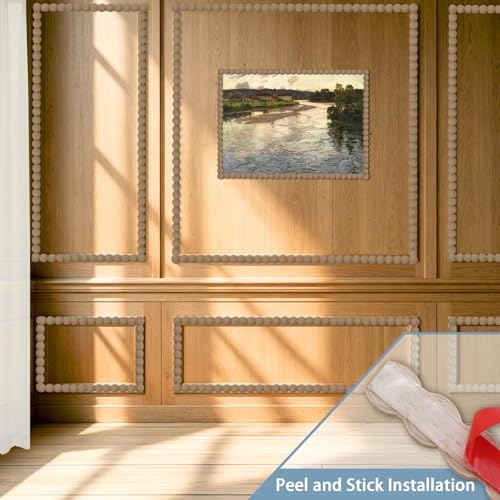 118" x 0.59" Unfinished Wood-Tone Decorative Bead Molding Trim, Flexible Paintable DIY Peel & Stick Wall Moulding for Home Decoration, Bathroom Mirror Frame, Cabinet, Backsplash Tile - Image 4