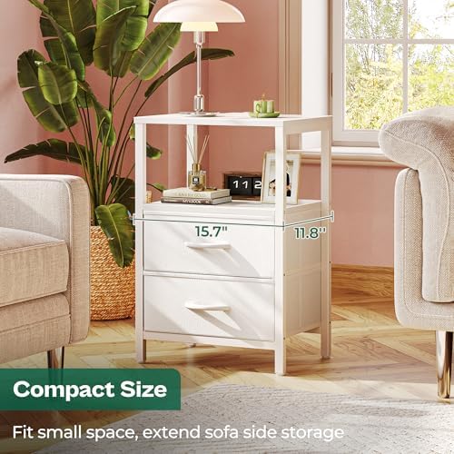 Huuger Nightstands Set of 2, End Tables with Charging Station, Side Table - Image 7