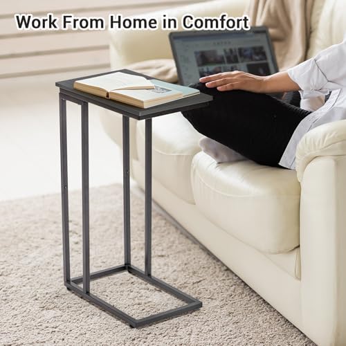 C-Shaped End Table - Slim Slide-Under Couch TV Tray Side Table - Image 5