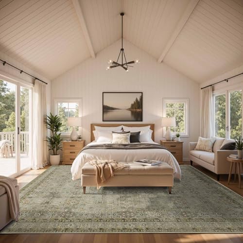 Rugxara 10x14 Area Rugs for Living Room Large Washable Rug, Olive Green - Image 3