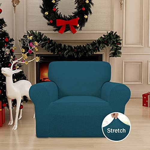 Easy-Going Stretch Chair Slipcover with Arm Washable Peacock Blue - Image 2