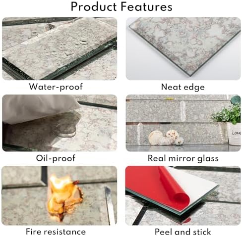 Lovdeco Peel and Stick Antique Beveled Mirror Tile Subway Mirror Backsplash 3x12 Inch for Kitchen Bathroom Wall (20 Pcs, 5 SQ.FT.) - Image 4