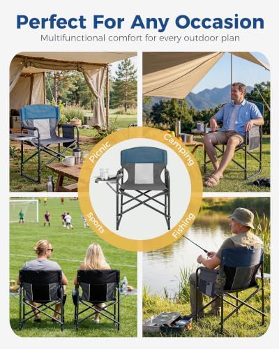 Oversized Director Camping Chair 2-Pack with Side Table, Blue - Image 7