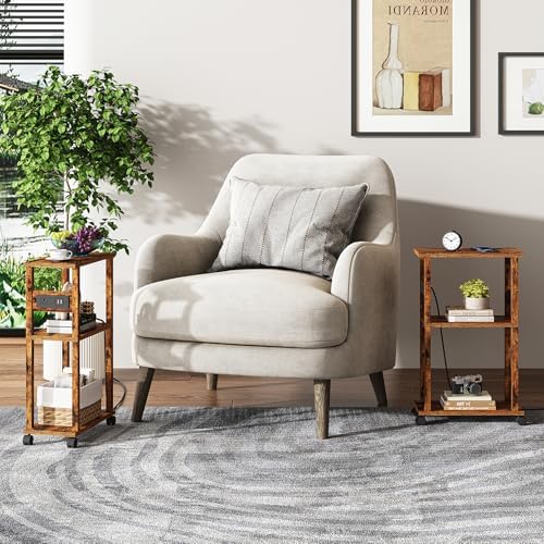 TUTOTAK Small Narrow Side Table with Charging Station, Skinny End Table - Image 6