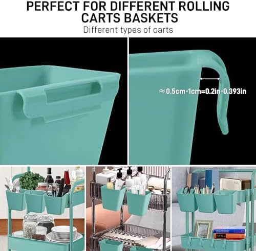 5 Pack Hanging Cup Holders, Multipurpose Rolling Cart Accessories Utility Cart Accessories for Art Craft Supplies, Space Saving Hanging Storage Basket Pencil Holder Makeup Organizers (Blue) - Image 5