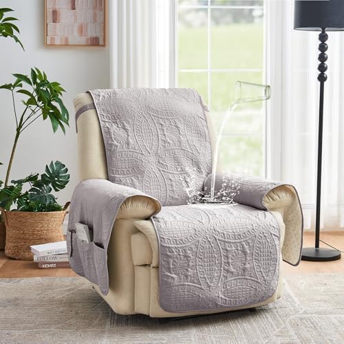 Purple Quilted Recliner Covers, Waterproof Recliner Chair Covers, Lazy Boy Chair Covers, Pet Friendly Recliner Slipcover for Dogs, Washable Sofa Couch Cover (Recliner 22", Cloud Purple) - Image 2
