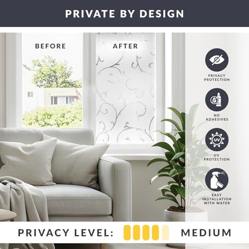 Etched Lace Window Privacy Film by Artscape - Decorative Privacy Frosted Glass Design, Static Cling, Day and Night Privacy, UV Protection, Easy to Apply and Removable, Made in USA - 24 x 36 Inch - Image 3