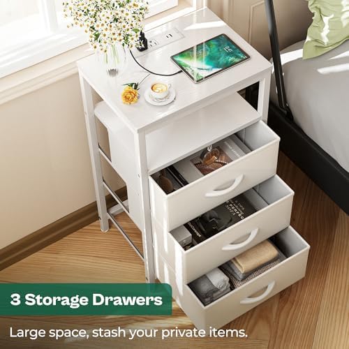 Huuger Nightstands Set of 2, Nightstand with Charging Station,Bedside Table - Image 5
