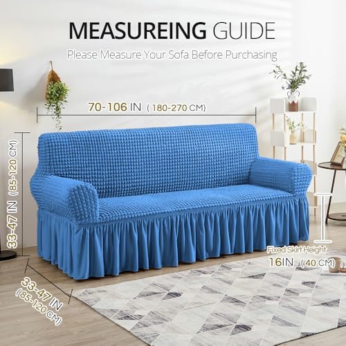 NICEEC Sofa Covers Blue Couch Cover Stretch Sofa Slipcovers with Skirt - Image 6