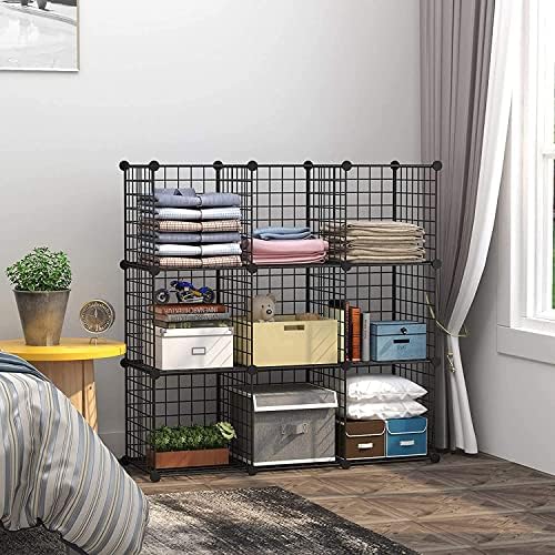 C&AHOME Wire Cube Storage - 9-Cube Organizer, Metal Grids, Bookshelf, Black - Image 4