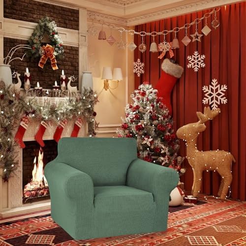 KEKUOU Stretch Chair Sofa Slipcover, Single Couch Cover,Greyish Green - Image 2