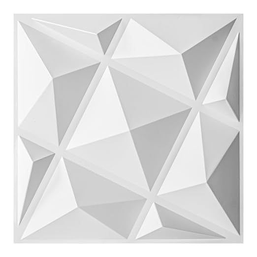 Art3dwallpanels 20 Pack 3D Wall Panels for Interior Wall Decor, 12''x12'' White Accent Diamond Panels for Gaming Room Bedroom TV Background, White - Image 9
