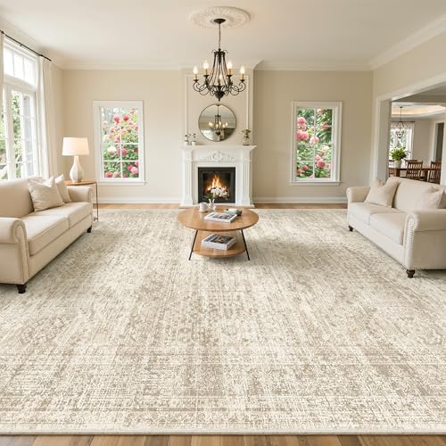 Soalmost 10x14 Area Rugs for Living Room Washable Rug Non-Slip Beige by Soalmost