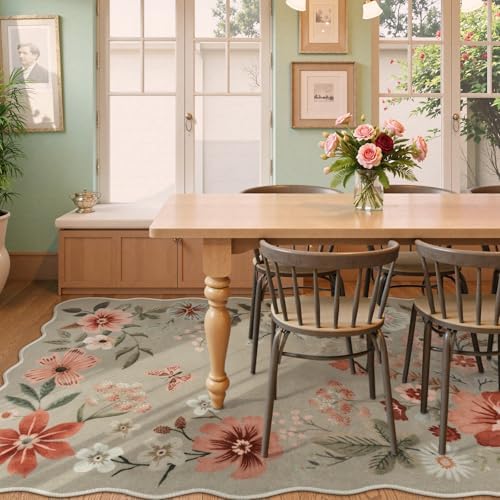 Lahome Floral Washable Rugs 8x10, Non-Slip Soft Bedroom Rug Stain Resistant - Image 3