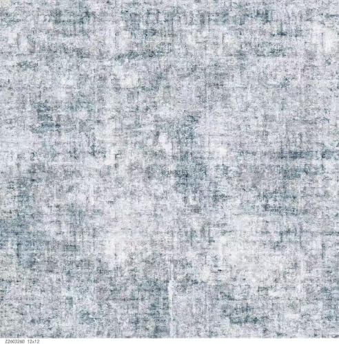 12x12ft Square Living Room Rug – Non-Slip Washable Extra Large Floor Carpet for Bedroom, Dining Room, Playroom Room – Modern Abstract Neutral Thin Low-Pile Big Indoor Rug (Blue Grey) by ZHXXUJ