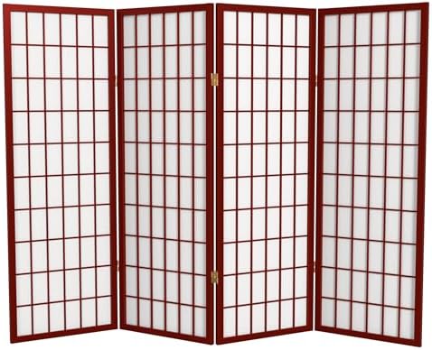 4 ft. Short Window Pane Shoji Screen - Rosewood - 4 Panels by RedLantern