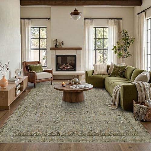 Rugxara 6x9 Area Rugs Washable Rug for Living Room Dining Room, Olive Green by Rugxara