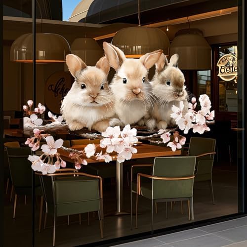 ANNA QUEEN Cute Bunny Wall Decals with Cherry Blossoms | Peel and Stick Spring Animal Wall Stickers – Removable Nursery Vinyl Wall Art for Kids Room, Bedroom, Living Room & Easter Décor - Image 5