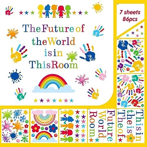 AOWDIAO Inspirational Kids Classroom Wall Decals – The Future of the World Is in This Room Quote – Peel and Stick Vinyl Sticker for School, Nursery and Playroom Decor - Image 2
