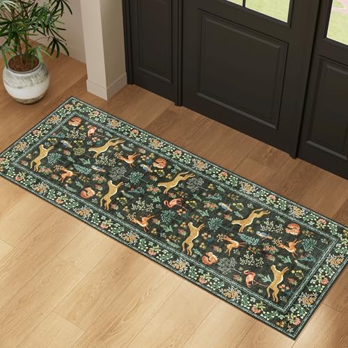 DUKINO 2x5 Rug for Hallway, Washable Animal Runner Rug Non Slip, Black - Image 3
