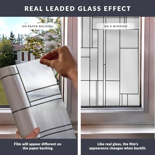 Skyline Window Privacy Film by Artscape - Textured Leaded Glass Design, Static Cling, Day and Night Privacy, UV Protection, Long-Lasting Vinyl, Made in USA - 36 x 72 Inch - Image 5
