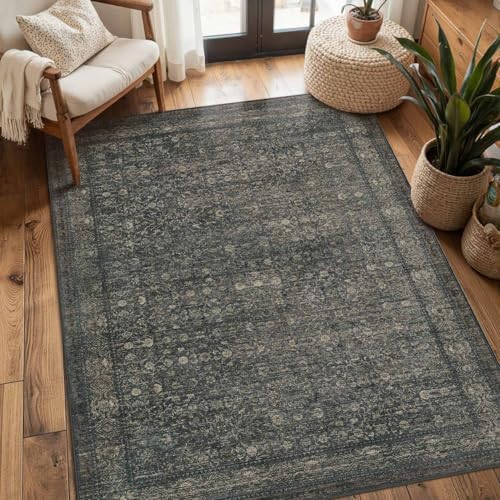 Rugxara 3x5 Entryway Rug,Moss Green Vintage Boho Bedroom Area Rug by Rugxara