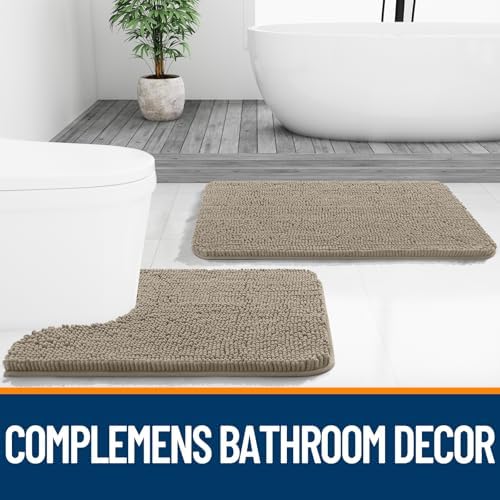 OLANLY Small Bathroom Rugs 24x16, Extra Soft Absorbent Chenille Bath Rugs, Rubber Backing Quick Dry, Machine Washable Bath Mats for Bathroom Floor, Tub and Shower, Home Decor Accessories, Warm Taupe - Image 7