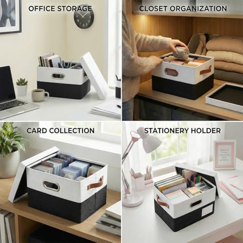 PRANDOM Storage Bins with Lids [3-Pack] Linen Fabric Foldable Storage Boxes Organizer Containers Baskets Cube with Cover for Bedroom Closet Office Black & White（11.4X8.6X6.7 - Image 7