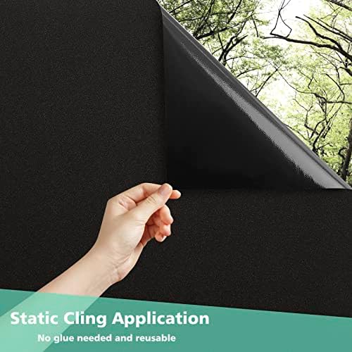 Volcanics Blackout Window Film with Installation Tools, Privacy Frosted Sun Blocking Black Window Cover Room Darkening Window Tint for Home Static Cling 100% Light Blocking 35.4 x 78.7 Inches - Image 5