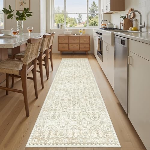 Soalmost Runner Rug 2x8 Washable Hallway Kitchen Runners Beige/Brown - Image 4