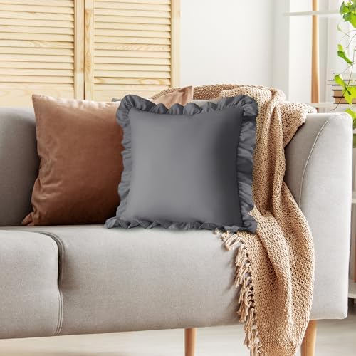 KKJIAF 2 Pack Ruffle Pillow Cases 18x18 Inches, Grey - Image 5