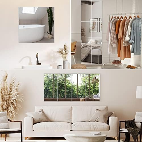 Queekay 5 Pcs Mirror Tiles 12" X 24", 2mm Acrylic Self Adhesive Sheets - Image 6