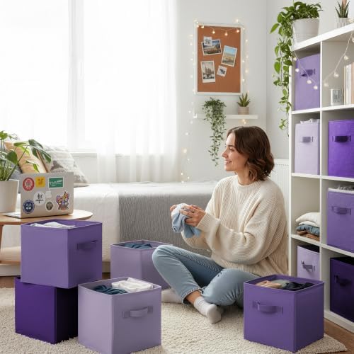 GRANNY SAYS 11 Inch Cube Storage Bins, Purple Gradient, 6-Pack - Image 6