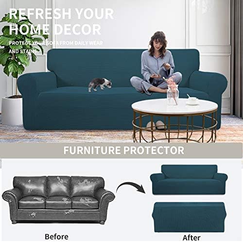 Easy-Going Stretch Oversized Sofa Couch Slipcover Washable Deep Teal - Image 4