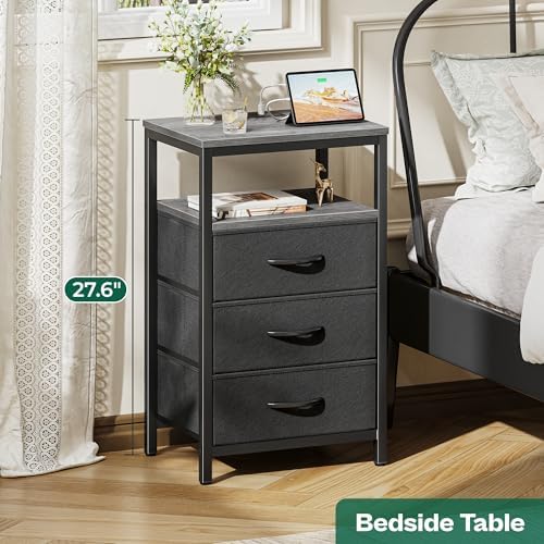Huuger Nightstands Set of 2, Nightstand with Charging Station,Bedside Table - Image 4