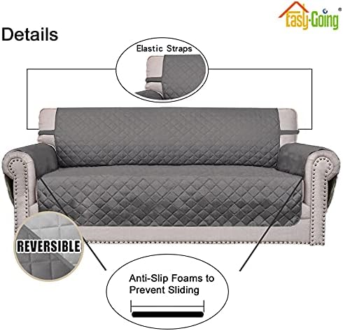 Easy-Going Reversible Couch Cover, Oversized Chair, Gray/Light Gray - Image 3