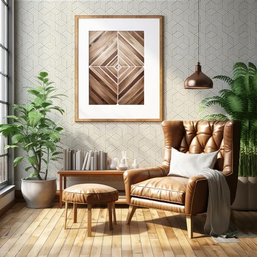 CiCiwind Peel and Stick Wallpaper Boho Wall Paper Modern White and Gold Geometric Contact Paper for Cabinets Removable Self Adhesive Bathroom Wallpaper for Bedroom Papel Tapiz para Pared 15.7"x78.7" - Image 6