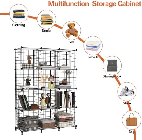 AWTATOS Wire 12 Cube Storage Organizer, Closet Storage Shelves Stackable - Image 6