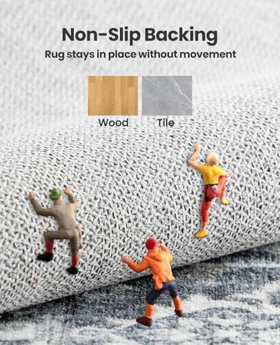 AMADA HOMEFURNISHING 6x9 Area Rugs, Blue Low-Profile Washable Rug with Non-Slip Backing & Durable Edge Binding, Vintage Rugs for Living Room, Bedroom, Dinning Room - Image 5