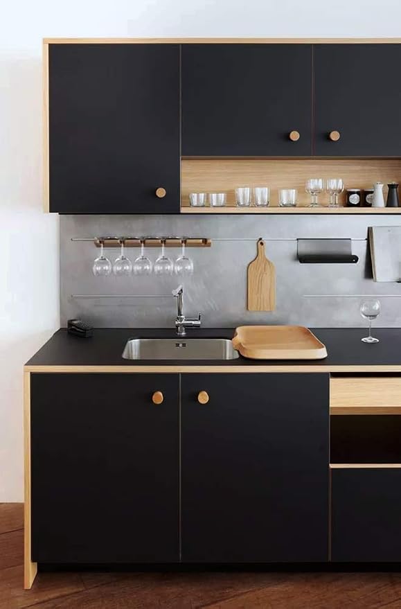 197"x17.7" Black Wallpaper Peel and Stick Decorative Self-Adhesive Black Waterproof Removable Contact Paper for Wall Covering Furniture Cabinet Countertop Vinyl Paper - Image 6